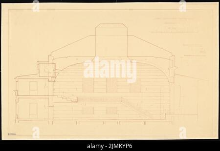 Poelzig Hans (1869-1936), Konzertsaal in Beuthen. Umrechnung (09/12/1927): Längsschnitt 1:50 (nach Inv.Nr. L 3637, S. Leichter Bruch auf Papier, 54,3 x 84,2 cm (einschließlich Scankanten) Stockfoto