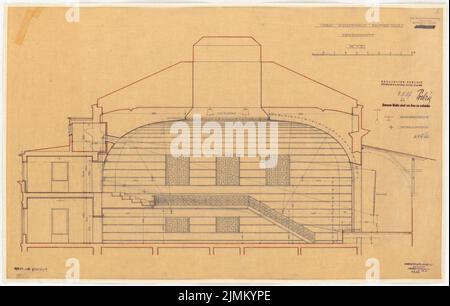 Poelzig Hans (1869-1936), Konzertsaal in Beuthen. Umrechnung (09/12/1927): Längsschnitt 1:50. Bleistift auf Transparent, 50,9 x 80 cm (einschließlich Scankanten) Stockfoto