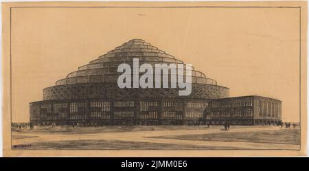 Poelzig Hans (1869-1936), Sporthalle, Berlin (07.07.1926): Perspective view. Kohle auf transparent, 66,6 x 131,1 cm (einschließlich Scankanten) Stockfoto