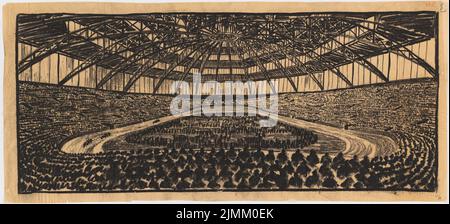 Poelzig Hans (1869-1936), Sporthalle, Berlin (Mai 17.): Innenansicht. Kohle auf transparent, 50 x 110 cm (einschließlich Scankanten) Stockfoto