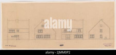 Poelzig Hans (1869-1936), Siedlung Gagfah im Fischtalgrund, Berlin (1928): Haus 8, 4 Aufrufe 1: 100. Bleistift auf Transparent, 27,4 x 63,3 cm (einschließlich Scankanten) Stockfoto