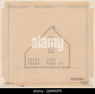 Poelzig Hans (1869-1936), Siedlung Gagfah im Fischtalgrund, Berlin (20. März 1928): Haus 8, Ostansicht 1:50. Bleistift auf Transparent, 46,3 x 49,5 cm (einschließlich Scankanten) Stockfoto