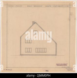 Poelzig Hans (1869-1936), Siedlung Gagfah im Fischtalgrund, Berlin (20. März 1928): Haus 8, Westansicht 1:50. Bleistift auf Transparent, 47,7 x 50,2 cm (einschließlich Scankanten) Stockfoto