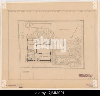 Poelzig Hans (1869-1936), Siedlung Gagfah im Fischtalgrund, Berlin (26. März 1928): Haus 8, Gartenplan 1: 100. Bleistift auf Transparent, 46,2 x 50,9 cm (einschließlich Scankanten) Stockfoto