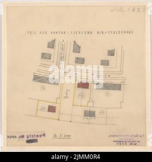 Poelzig Hans (1869-1936), Siedlung Gagfah im Fischtalgrund, Berlin (06.02.1928): Teilsituation 1: 1000. Bleistift auf Transparent, 22,4 x 22,4 cm (einschließlich Scankanten) Stockfoto