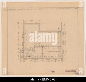 Poelzig Hans (1869-1936), Siedlung Gagfah im Fischtalgrund, Berlin (17. März 1928): Haus 8, Grundriß KG 1:50. Bleistift auf Transparent, 47,1 x 53 cm (einschließlich Scankanten) Stockfoto