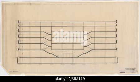 Poelzig Hans (1869-1936), Abteilung Tietzen in Breslau (06.03.1929): 5. Entwurf, Längsschnitt zur Schweidnitzer Straße 1: 100. Bleistift auf Transparent, 53,6 x 98,5 cm (einschließlich Scankanten) Stockfoto