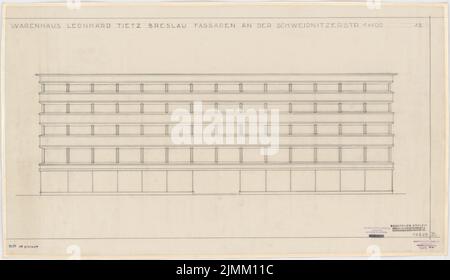 Poelzig Hans (1869-1936), Abteilung Tietzen in Breslau (19. März 1929): 6. Design, Oberfassade Schweidnitzer Straße 1: 100. Bleistift auf Transparent, 52,6 x 90,9 cm (einschließlich Scankanten) Stockfoto