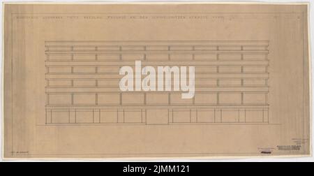 Poelzig Hans (1869-1936), Abteilung Tietzen in Breslau (06.03.1929): 5. Design, Oberfassade Schweidnitzer Straße 1: 100. Bleistift auf Transparent, 50,8 x 98,5 cm (einschließlich Scankanten) Stockfoto