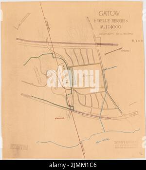 Poelzig Hans (1869-1936), Tonfilmatelierin, Berlin-Gatow (11/11/1930): Filmstan Filmstadt auf Lageplan Gatow 'Helle Berge' 1: 4000. Farbstift über einem Bruch auf Papier, 75,9 x 69,3 cm (einschließlich Scankanten) Stockfoto