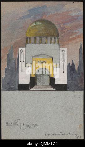 Wolkenstein San Micheli (1873-1910), Synagoge (31. Juli 1904): Vorderansicht einer Synagoge. Aquarell auf Papier, 16,9 x 10,3 cm (inkl. Scankanten) Stockfoto