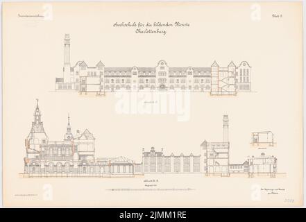 Kayser & von Großheim, Hochschule für Bildende Kunst und Musik in Berlin-Charlottenburg (1898-1902): Hochschule der Bildenden Künste: Cuts 1: 200. Lithographie, 69,3 x 101,8 cm (einschließlich Scankanten) Stockfoto