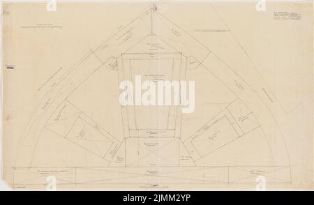 Poelzig Hans (1869-1936), Haus des Rundfunks, Berlin (06.09.1929): Flächenberechnung 1: 100. Bleistift auf Transparent, 105 x 172,5 cm (einschließlich Scankanten) Stockfoto