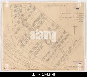 Poelzig Hans (1869-1936), Siedlungspläne für Berlin-Eichkamp (1932): Entwicklungsplan 1: 1000. Bleistift auf Transparent, 36,7 x 44,2 cm (einschließlich Scankanten) Stockfoto