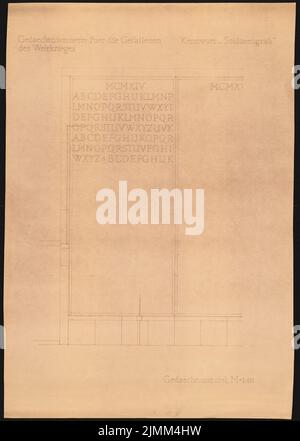 Poelzig Hans (1869-1936), Erinnerung an die Gefallenen des Ersten Weltkriegs (Neue Wache), Berlin (1931): Gedenktafel 1:10 (von Inv.Nr. L 5167, S. Leichter Bruch auf Papier, 101,9 x 72,6 cm (einschließlich Scankanten) Stockfoto