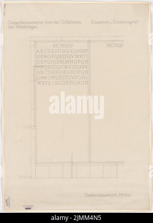 Poelzig Hans (1869-1936), Erinnerung an die Gefallenen des Ersten Weltkriegs (Neue Wache), Berlin (1931): Gedenktafel 1:10. Bleistift auf Transparent, 100,6 x 72,2 cm (einschließlich Scankanten) Stockfoto