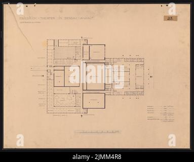 Poelzig Hans (1869-1936), Friedrich-Theater, Dessau (1935): Grundriß 1: 200. Leichter Bruch auf Karton, 72,1 x 92,1 cm (inklusive Scankanten) Stockfoto