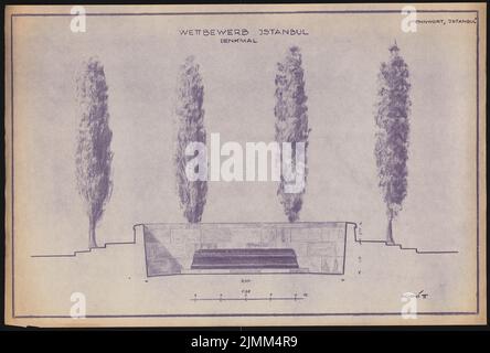 Poelzig Hans (1869-1936), Konservatorium mit Theater, Istanbul (1935): Denkmal, Schnitt 1:20. Leichter Bruch auf Papier, 65,8 x 97,5 cm (einschließlich Scankanten) Stockfoto