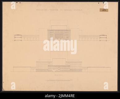 Poelzig Hans (1869-1936), Friedrich-Theater, Dessau (1935): Ort- und Bühnenansicht 1: 200. Leichter Bruch auf Karton, 71,2 x 92,1 cm (inklusive Scankanten) Stockfoto