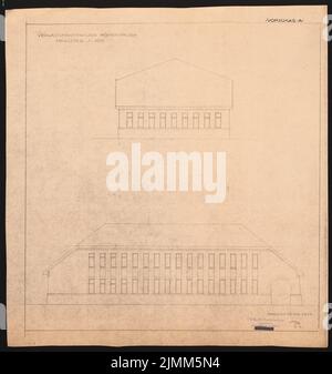 Poelzig Hans (1869-1936), Verwaltungsgebäude in Römergrube bei Rybnik (25. Mai 1914): Vorschlag A, 2 Aufrufe 1: 100. Leichter Bruch auf Papier, 50,4 x 47,7 cm (einschließlich Scankanten) Stockfoto