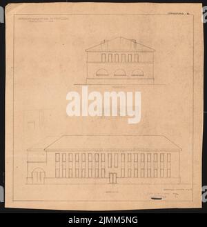 Poelzig Hans (1869-1936), Verwaltungsgebäude in Römergrube bei Rybnik (25. Mai 1914): Vorschlag B, 2 Aufrufe S und O 1: 100. Leichter Bruch auf Papier, 51,1 x 49,6 cm (einschließlich Scankanten) Stockfoto