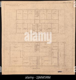 Poelzig Hans (1869-1936), Verwaltungsgebäude in Römergrube bei Rybnik (25. Mai 1914): Vorschlag A, Grundrisse EG, OG 1: 100. Leichter Bruch auf Papier, 49,3 x 49,6 cm (einschließlich Scankanten) Stockfoto