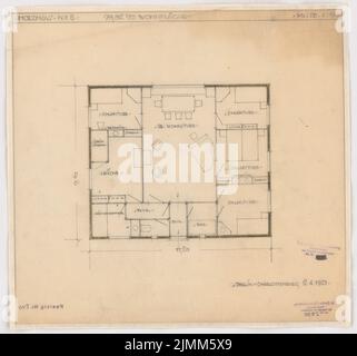 Poelzig Hans (1869-1936), Holzhaus für die Deutsche Werkstätten AG, Dresden-Hellerau (02.04.1921): Lageplan Holzhaus Nr. 5 1:50. Bleistift auf Transparent, 40,9 x 43,8 cm (einschließlich Scankanten) Stockfoto