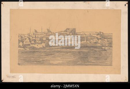 Poelzig Hans (1869-1936), Haus der Freundschaft, Istanbul (1916): Blick vom Meer. Bleistift auf Transparent, 45,5 x 71,5 cm (einschließlich Scankanten) Stockfoto