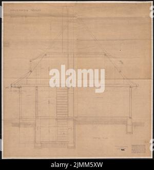 Poelzig Hans (1869-1936), Holzhaus für die Deutsche Werkstätten AG, Dresden-Hellerau (ohne Jahr): Schnitt A-B 1:20. Leichter Bruch auf Papier, 66,1 x 63,7 cm (einschließlich Scankanten) Stockfoto