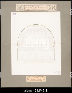 Salzmann Max (1850-1897), Spa und Badehaus. Schinkel Wettbewerb 1878 (10/10/1878): Festspielsaal: Wanddetails. Bleistift in Gold auf Papier, 108,8 x 89,4 cm (einschließlich Scankanten) Stockfoto