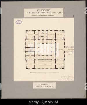 Salzmann Max (1850-1897), Spa und Badehaus. Schinkel-Wettbewerb 1878 (10.10.1878): Agrargebäude: Grundriß 1: 100. Tusche Aquarell auf Papier, 72 x 63,4 cm (einschließlich Scankanten) Stockfoto