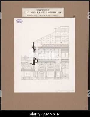 Salzmann Max (1850-1897), Spa und Badehaus. Schinkel Wettbewerb 1878 (10.10.1878): Kurhaus: Teilquerschnitt 1:75. Tusche Aquarell auf Papier, 78 x 63,1 cm (einschließlich Scankanten) Stockfoto