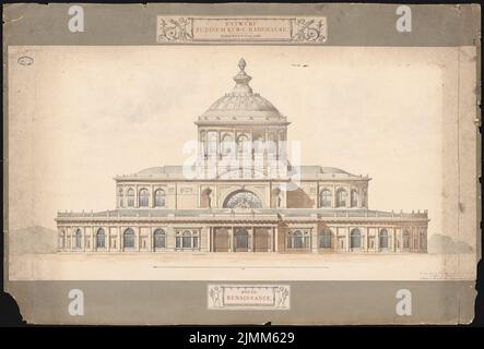 Salzmann Max (1850-1897), Spa und Badehaus. Schinkel Wettbewerb 1878 (10.10.1878): Badezimmer: Ansicht 1: 100. Tusche Aquarell auf Papier, 95,5 x 141 cm (einschließlich Scankanten) Stockfoto