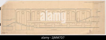 Poelzig Hans (1869-1936), Konzertsaal in Breslau. Umbau (02.06.1925): Längsschnitt durch den Konzertsaal 1:50. Bleistift auf Transparent, 43,9 x 132,6 cm (einschließlich Scankanten) Stockfoto