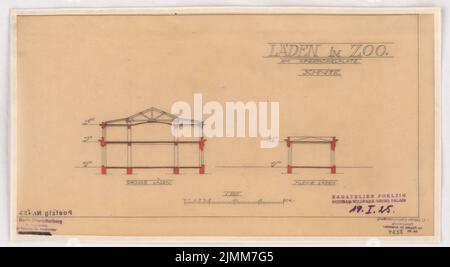 Poelzig Hans (1869-1936), Geschäfte im Zoo, Berlin. Umrechnung (19. Januar 1925): 2 Querschnitte 1: 200. Bleistift auf Transparent, 24,8 x 45,2 cm (einschließlich Scankanten) Stockfoto