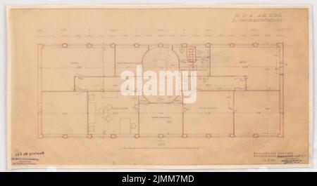 Poelzig Hans (1869-1936), Geschäfte im Zoo, Berlin. Umbau (23.08.1924): GDA-Shops, Grundriß 1:50. Bleistift auf Transparent, 32,2 x 59,3 cm (einschließlich Scankanten) Stockfoto