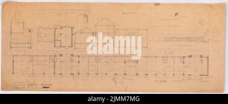 Poelzig Hans (1869-1936), Geschäfte im Zoo, Berlin. Umrechnung (1924-1926): Je nach Plan 1: 500, 3 Querschnitte, Grundriß EG, OG, UG 1: 100. Material/Technologie N.N. Erfasst, 44 x 106,7 cm (einschließlich Scankanten) Stockfoto