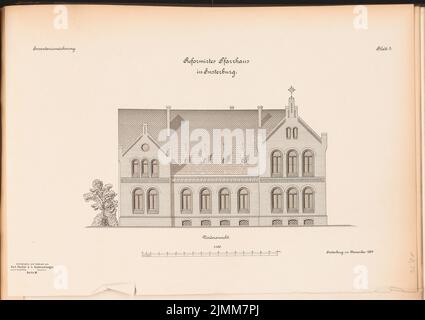 Unbekannter Architekt, Reformierte Pfarrhaus, Insterburg (ca. 1890): Planinhalt N.N. erkannt. Lithographie, 35,5 x 50,2 cm (einschließlich Scankanten) Stockfoto