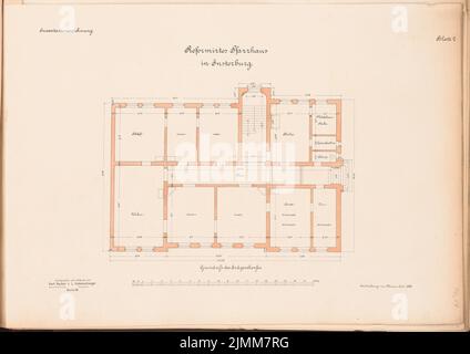 Unbekannter Architekt, Reformierte Pfarrhaus, Insterburg (ca. 1890): Planinhalt N.N. erkannt. Lithographie, 35,2 x 49,8 cm (einschließlich Scankanten) Stockfoto