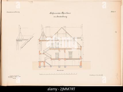 Unbekannter Architekt, Reformierte Pfarrhaus, Insterburg (ca. 1890): Planinhalt N.N. erkannt. Lithographie, 35,2 x 50,2 cm (einschließlich Scankanten) Stockfoto