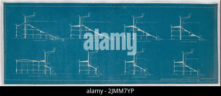 Poelzig Hans (1869-1936), Sporthalle, Berlin (20. Juli 1926): 8 Sektionen 1: 200. Blaupause auf Papier, 47,3 x 120,6 cm (einschließlich Scankanten) Stockfoto