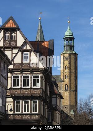 Goslar - Altstadtallee mit Marktkirche St. Cosmas und Damian, Deutschland Stockfoto