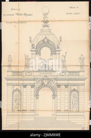 Egeling Paul (1856-1937), Entwurf für ein Volkstheater. Schinkel Wettbewerb 1892 (1892): Haupteingangshalle 1:25. Tinte auf Karton, 148,3 x 101,8 cm (einschließlich Scankanten) Stockfoto