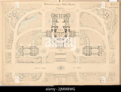 Egeling Paul (1856-1937), Entwurf für ein Volkstheater. Schinkel-Wettbewerb 1892 (1892): Lageplan. Tusche-Aquarell auf der Schachtel, 69,8 x 98,2 cm (einschließlich Scankanten) Stockfoto