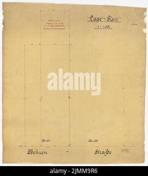 Messel Alfred (1853-1909), Geschäftshaus der Nationalbank, Berlin (1906-1907), Lageplan 1: 100, Tusche auf Transparent, TU UB Plansammlung Inv. Nr. 12215 Stockfoto