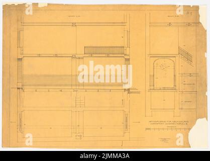 Messel Alfred (1853-1909), Geschäftshaus der Nationalbank, Berlin (1906-1907), Passage: Schnitte 1:50, Bleistift auf Transparent, TU UB Plan Collection Inv. Nr. 12262 Stockfoto