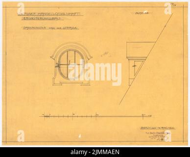 Messel Alfred (1853-1909), Geschäftshaus der Berliner Handelsgesellschaft, Berlin. Erweiterung (12. April 1906), Dachfenster, 1:10, Bleistift auf Transparent, Inv. Der TU UB-Plansammlung Nr. 12421 Stockfoto