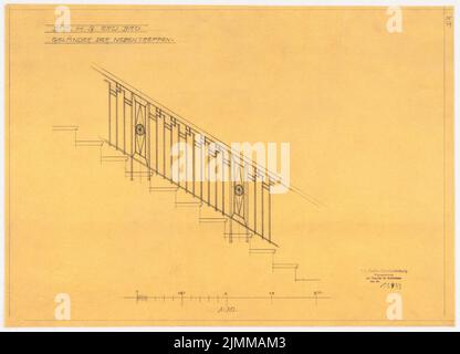 Messel Alfred (1853-1909), Geschäftshaus der Berliner Handelsgesellschaft, Berlin. Erweiterung (1905-1907), Seitentreppenbereich, 1:10, Bleistift auf Transparent, TU UB Plan Collection Inv. Nr. 12433 Stockfoto