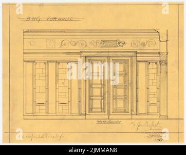 Messel Alfred (1853-1909), Geschäftshaus der Berliner Handelsgesellschaft, Berlin. Erweiterung (20.03.1907), Salontür, Bleistift auf Transparent, TU UB Plan Collection Inv. Nr. 12454 Stockfoto