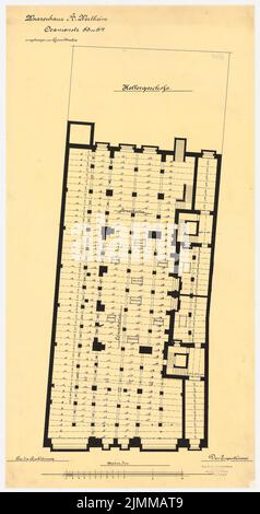 Messel Alfred (1853-1909), Wertheim, Oranienstraße, Berlin. Erweiterung (1900), Grundrissplan UG, Tinte auf Transparent, TU UB Plan Collection Inv. Nr. 12488 Stockfoto